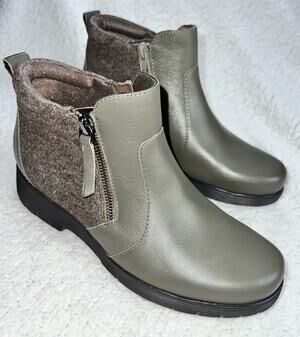 MUNRO Bonnie Women Green Leather Ankle Booties - Size 6